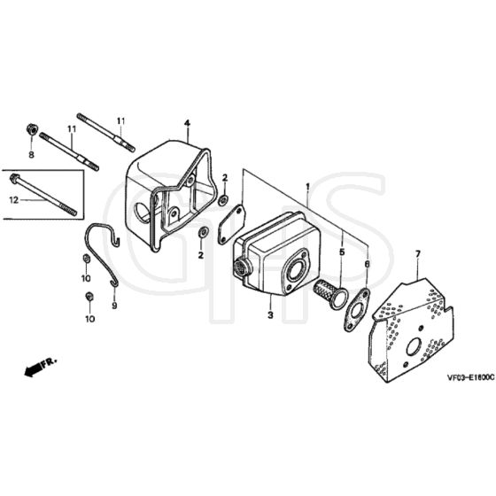 Honda HRD535K1 - TME - MZBM 8100001-8199999 Muffler Diagram