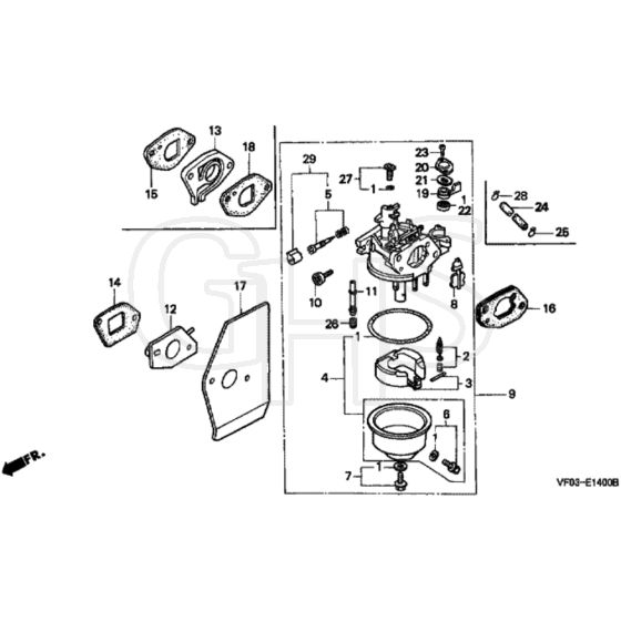Honda HRD536 - SXE - MZBL 8000001-8099999 Carburettor Diagram