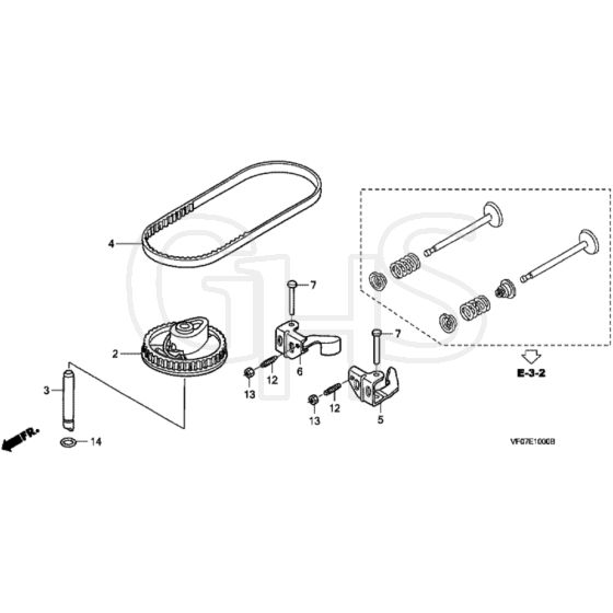 Honda HRD536C2 - TXE - MZCA 8200001-9999999 Camshaft Pulley Diagram
