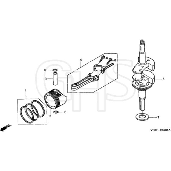 Honda HRD536C3 - TXEE - MAKF 1100001- Piston/Crankshaft Diagram