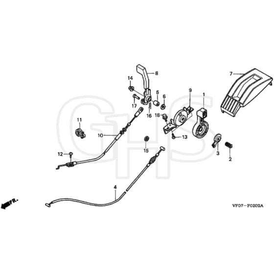 Honda HRD536C3 - TXEE - MAKF 1100001- Throttle Lever Diagram