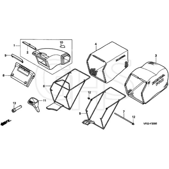 Honda HRD536C - SXE - MZCA 8000001-8099999 Grass Bag Diagram