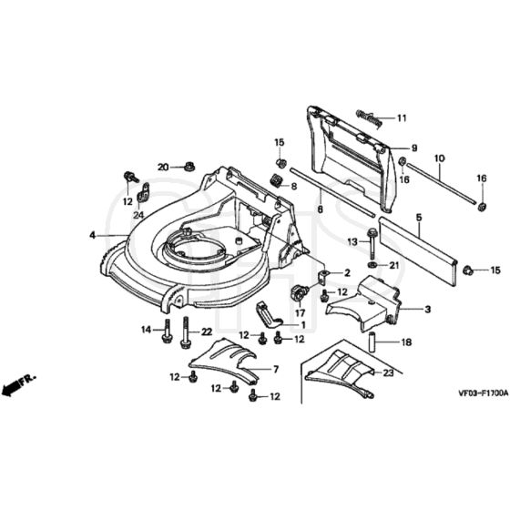 Honda HRD536CK1 - TXE - MZCA 8100001-8199999 Cutter Housing Diagram