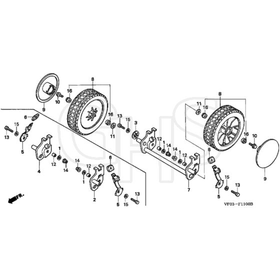 Honda HRD536K1 - HME - MZBL 8100001-8199999 Front Wheel Diagram