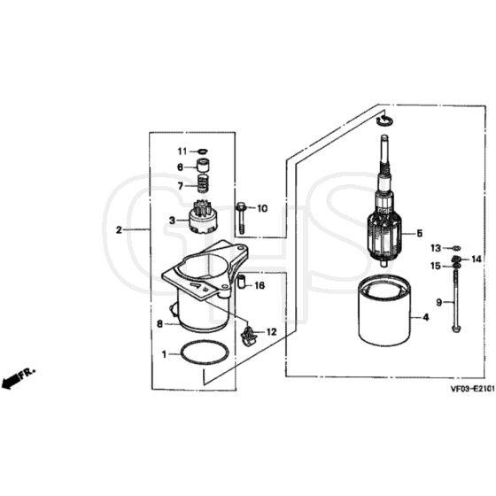 Honda HRD536K1 - HME - MZBL 8100001-8199999 Starter Motor Diagram