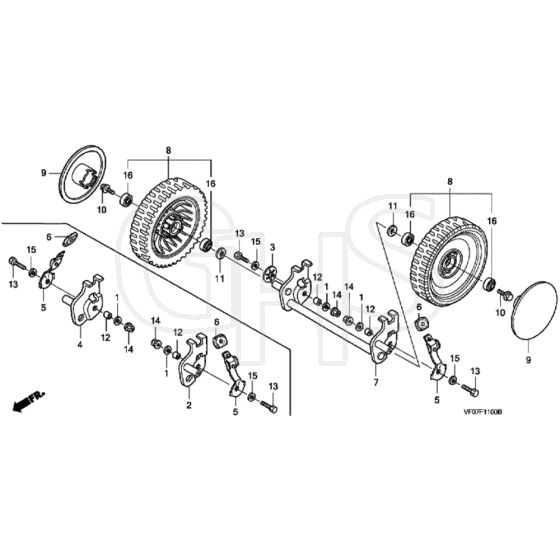 Honda HRD536K2 - HXE - MZBL 8200001-9999999 Front Wheel Diagram