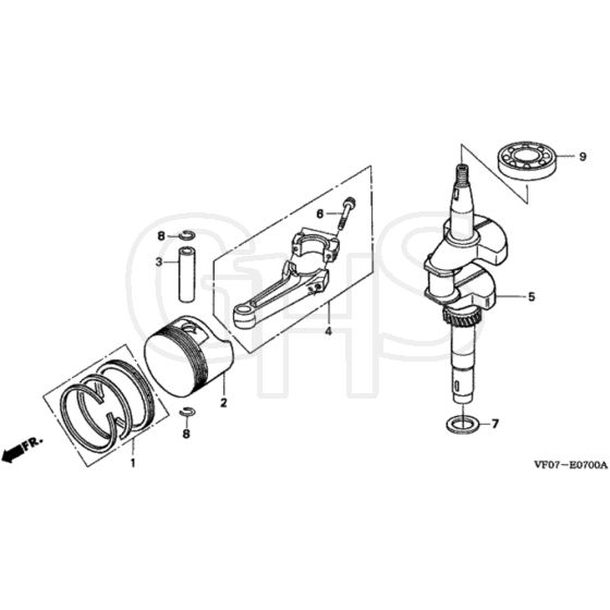 Honda HRD536K3 - HXE - MZBL 8200001-8299999 Crankshaft/Piston Diagram
