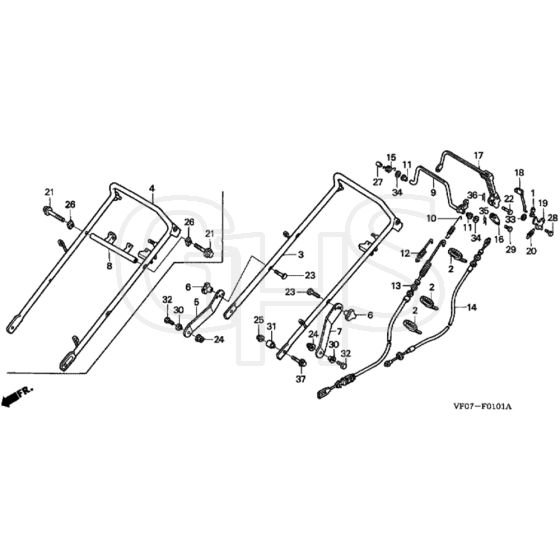 Honda HRD536K3 - HXE - MZBL 8200001-8299999 Handle Pipe Diagram