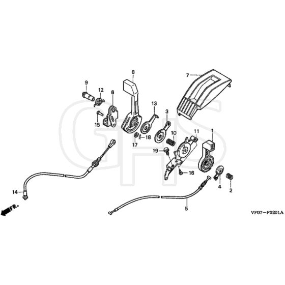 Honda HRD536K3 - HXE - MZBL 8200001-8299999 Throttle Lever Diagram