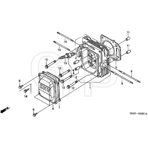 Honda HRD536K3 - QXE - MZBL 8200001-8299999 Cylinder Head Diagram