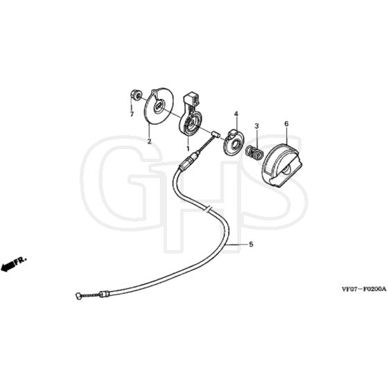 Honda HRD536K4 - QXEH - MZBL 8300001- Throttle Lever Diagram