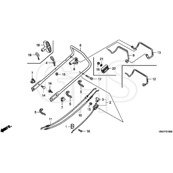 Honda HRG465C3 - PDEE - MADF 1400001- Handle Pipe Diagram