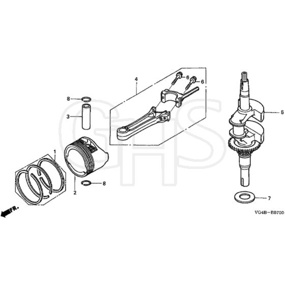Honda HRG536C6 - SDEA - MZCG 7660001- Crankshaft/Piston Diagram