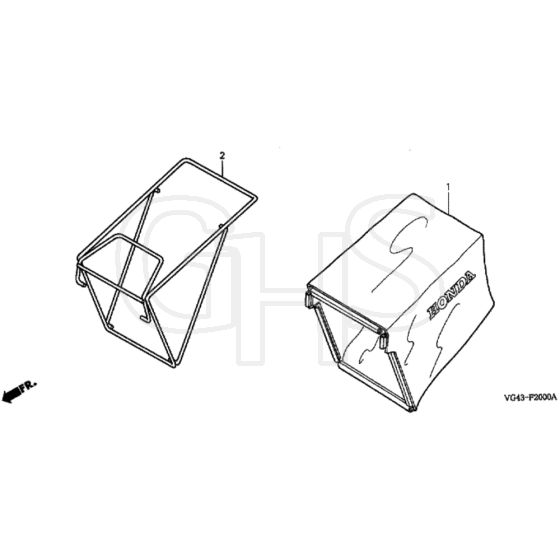 Honda HRG536C - PDE - MZCG 6000001-6299999 Grass Bag/Tool Diagram