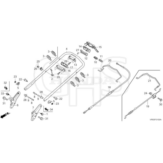 Honda HRN536C1 - VYEA -  Handle Pipe Diagram