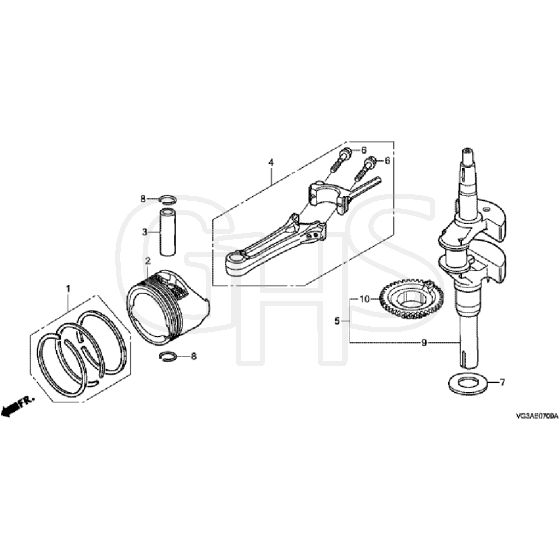 Honda HRS536C5 - VKEH -  Crankshaft, Piston Diagram