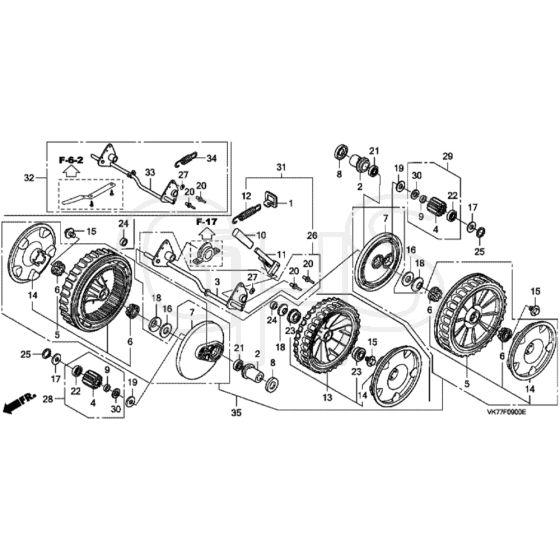Honda HRX426C - PXE - MATF 1030001- Rear Wheel Diagram