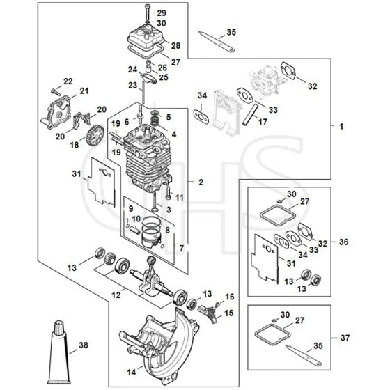 Stihl HT135 - Engine Ø 43 Mm - Parts Diagram