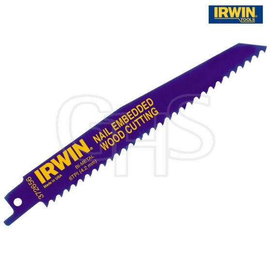 IRWIN 656R 150mm Sabre Saw Blade Nail Embedded Wood Pack of 2 - 10506429