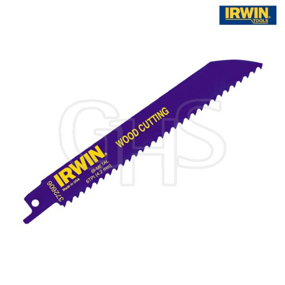 IRWIN 606R 150mm Sabre Saw Blade Fast Cutting Wood Pack of 5 - 10504150