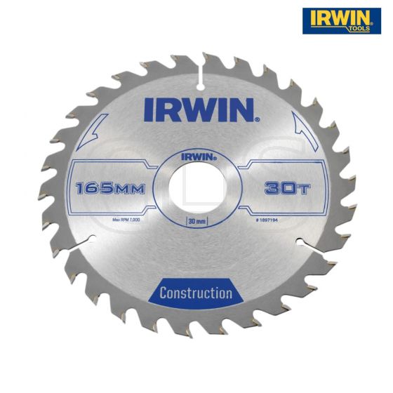 IRWIN Circular Saw Blade 165 x 30mm x 30T ATB - 1897194