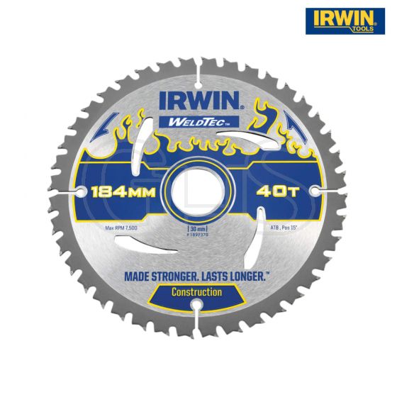 IRWIN Weldtec Circular Saw Blade 184 x 30mm x 40T ATB - 1897370