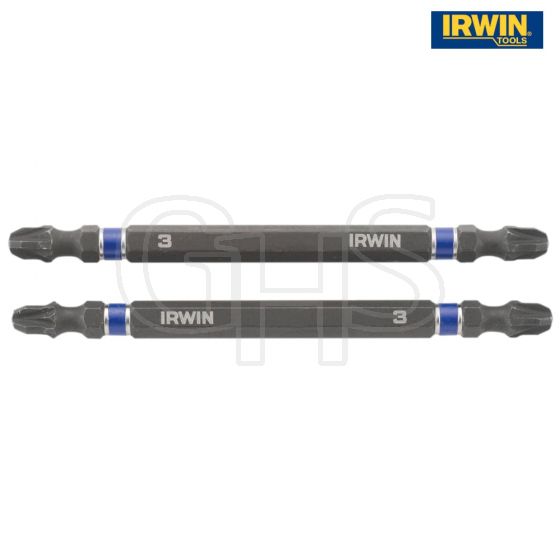 IRWIN Impact Double Ended Screwdriver Bits Pozi PZ3 100mm Pack of 2 - 1923227