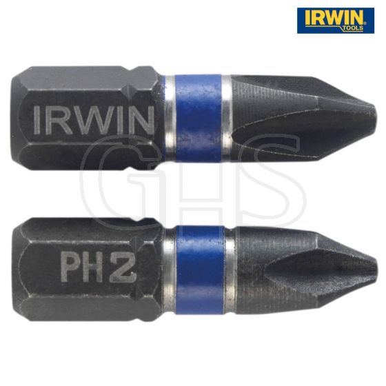 IRWIN Impact Screwdriver Bits Phillips PH2 25mm Pack of 2 - 1923289