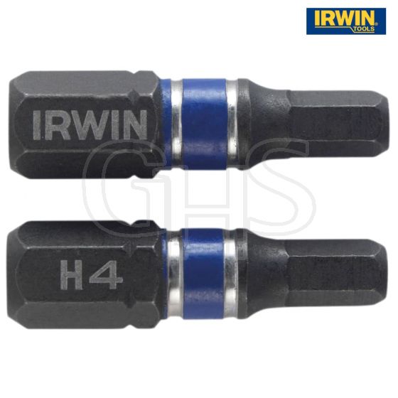 IRWIN Impact Screwdriver Bits Hex 4 25mm Pack of 2 - 1923344