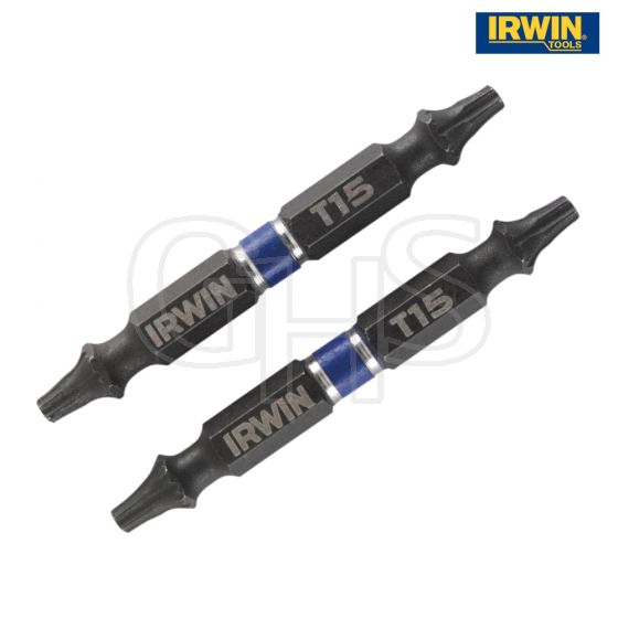 IRWIN Impact Double Ended Screwdriver Bits Torx T15 60mm Pack of 2 - 1923383