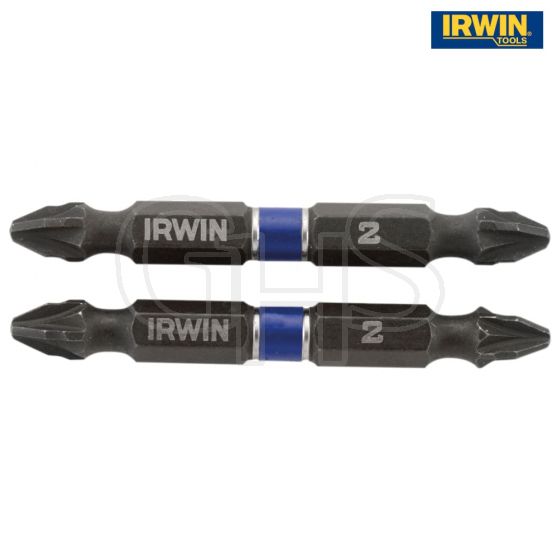 IRWIN Impact Double Ended Screwdriver Bits Pozi PZ2 60mm Pack of 2 - 1923408