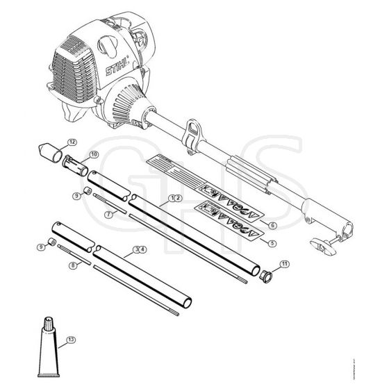 Genuine Stihl KW-KM / F - KW-KM Drive tube assembly