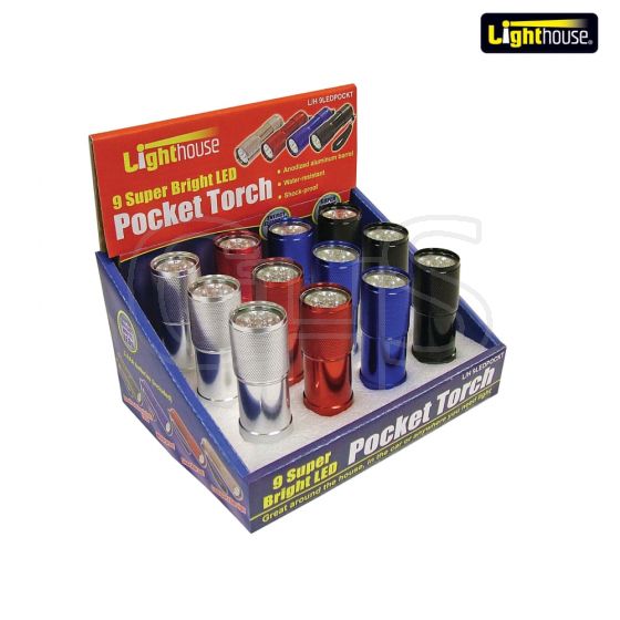 Lighthouse Super Bright 9 LED Pocket Torch (Display of 12)