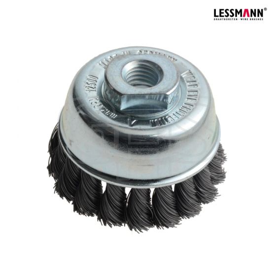 Lessmann Knot Cup Brush 65mm M14 x 20 x 0.35 Steel Wire - 482.117