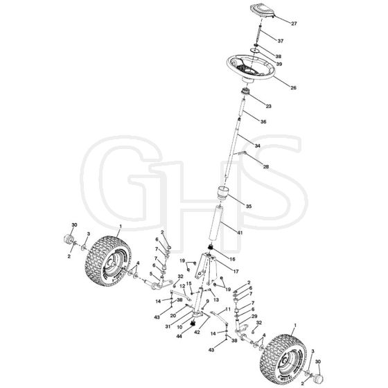 McCulloch M105-77X - 96021002800 - 2013-06 - Steering Parts Diagram