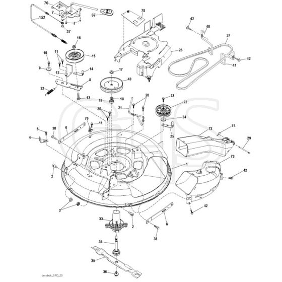 McCulloch M11577RB - 96041016502 - 2011-08 - Mower Deck - Cutting Deck Parts Diagram