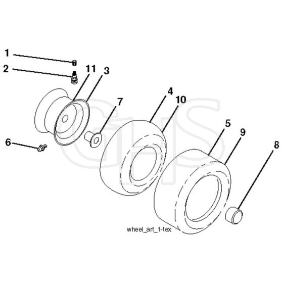 McCulloch M11577RB - 96041016503 - 2012-02 - Wheels and Tyres Parts Diagram