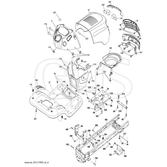 McCulloch M11597 - 96041026602 - 2012-08 - Chassis & Enclosures Parts Diagram