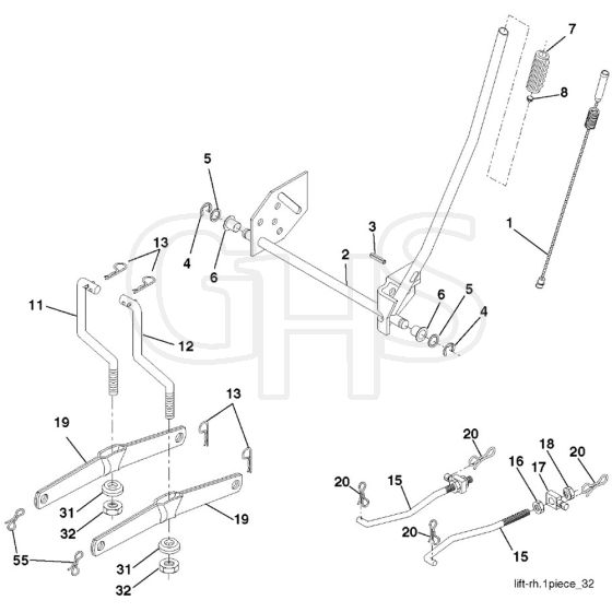 McCulloch M12538 - 96011030300 - 2011-09 - Mower Lift - Deck Lift Parts Diagram