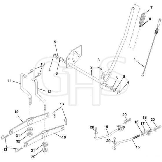 McCulloch M12592RB - 96061016902 - 2008-06 - Mower Lift - Deck Lift Parts Diagram