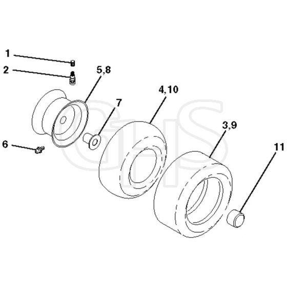 McCulloch M12592RB - 96061016902 - 2008-06 - Wheels and Tyres Parts Diagram
