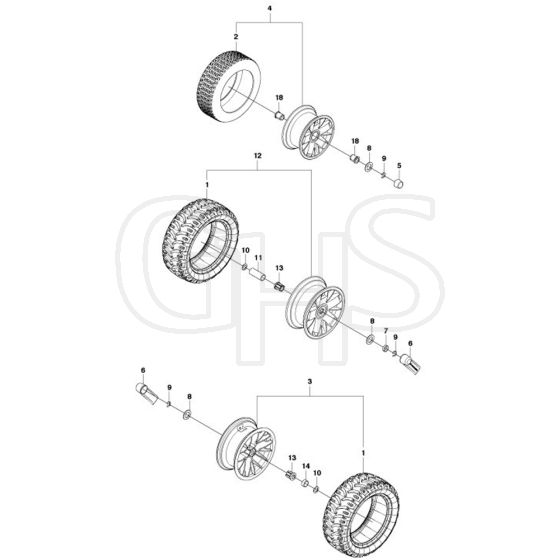 McCulloch M125-85FH - 967186901 - 2016-01 - Wheels and Tyres Parts Diagram