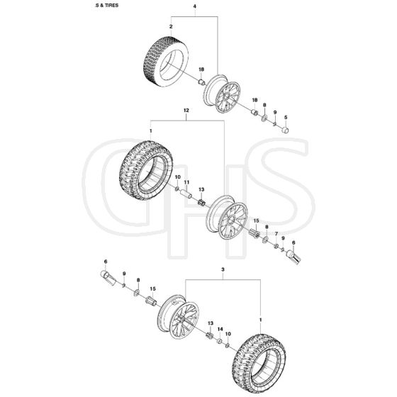 McCulloch M125-97FH - 967206901 - 2013-01 - Wheels and Tyres Parts Diagram