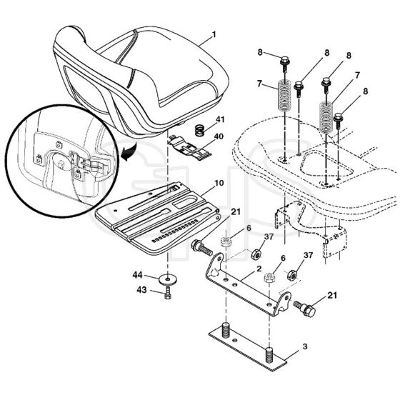 McCulloch M125-97T - 96041028800 - 2012-11 - Seat Parts Diagram