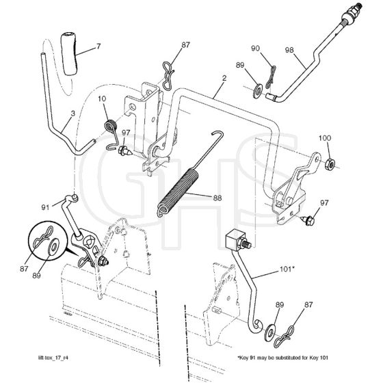 McCulloch M125-97TC - 96051006002 - 2013-07 - Mower Lift - Deck Lift Parts Diagram
