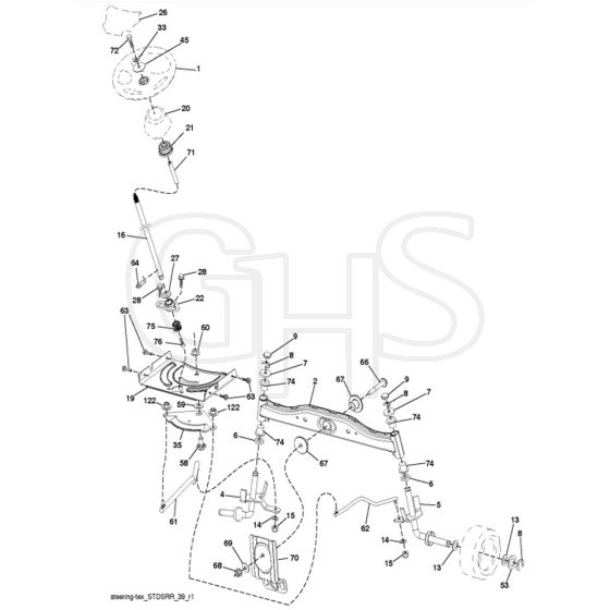 McCulloch M125-97TC - 96051014900 - 2016-07 - Steering Parts Diagram
