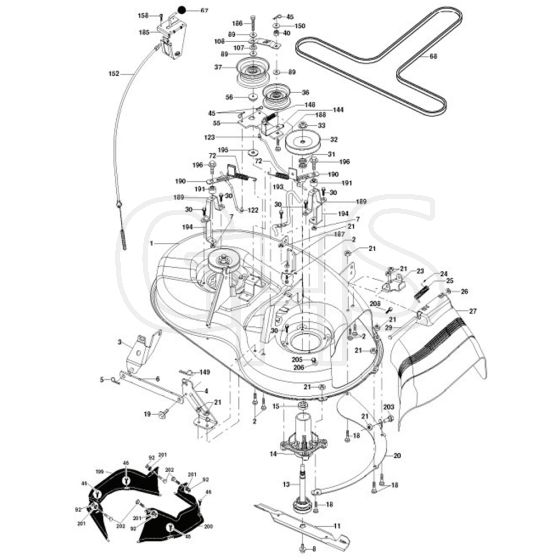 McCulloch M13597 - 96011023500 - 2010-01 - Mower Deck - Cutting Deck Parts Diagram