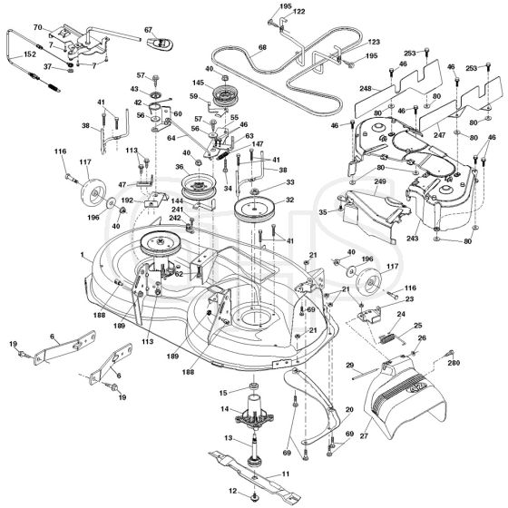 McCulloch M145-107T - 96041033601 - 2014-04 - Mower Deck - Cutting Deck Parts Diagram