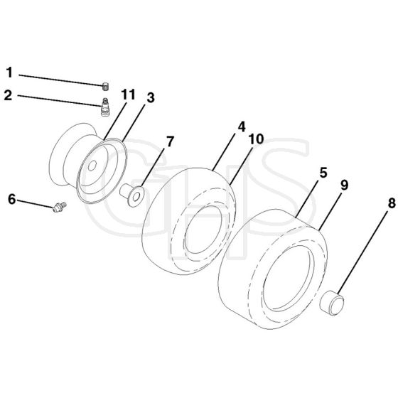 McCulloch M155H107 - 96041031800 - 2012-12 - Wheels and Tyres Parts Diagram