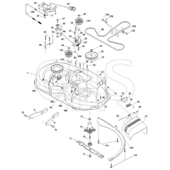 McCulloch M16538H - 96041011700 - 2010-03 - Mower Deck - Cutting Deck Parts Diagram